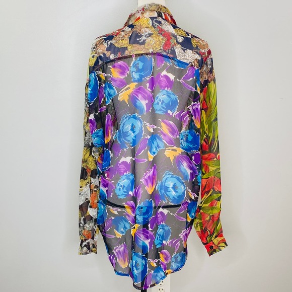 Vintage Sebatu Sheer Mixed Media Beaded High Low Top Womens Med 80s Art to Wear - Picture 4 of 12